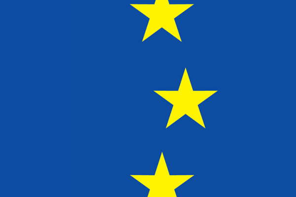 Slogan use your vote on blue background with three stars from the circle of EU stars